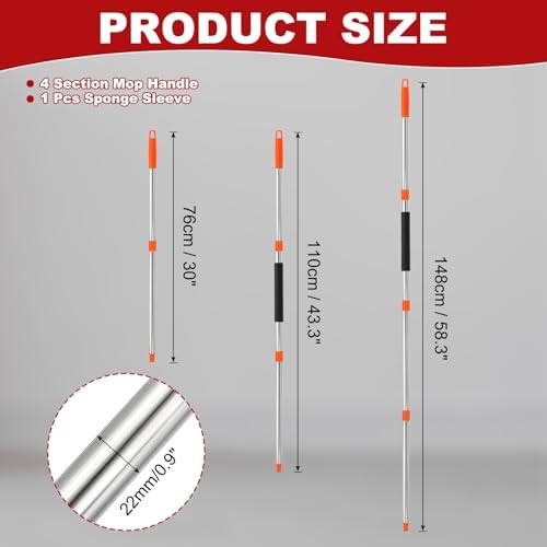 uxcell Spin Mop Replacement Handle 4 Section 30"-to-58 Orange - Image 2
