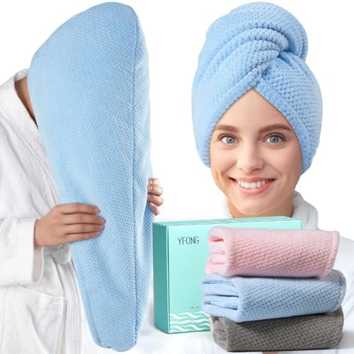 YFONG 3 Pack Large Microfiber Hair Towel Wrap Long Hair, 400 GSM Thicker by YFONG