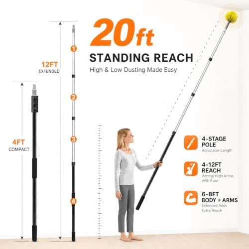 4-12Ft Cobweb Duster with 4-Stage Extension Pole - Image 3