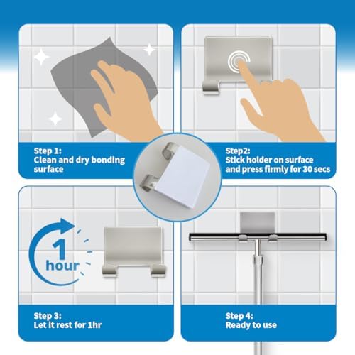 Shower Squeegee with Long Handle and Adhesive Hook. - Image 6