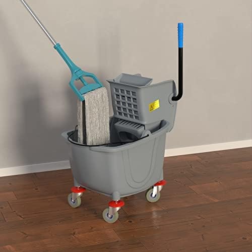 35 Qt. Gray Mop Bucket & Side Press Wringer Combo - Image 2
