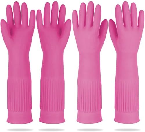 Mamison Rubber Dishwashing Gloves, Non-Slip Kitchen, 2 Pairs by QualityKitchenandHome