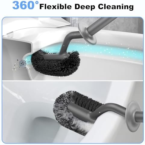 HAMITOR Toilet Bowl Brush Holder Set: Curved Design - Image 4