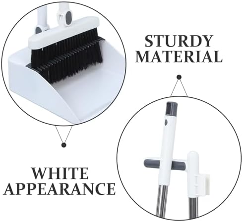 White Dustpan and Brush Set, 36.7 Inch Long Handle Sweeper - Image 3