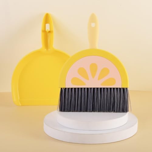 1 Set Small Broom Brush & Dustpan Set Table Cleaning Lemon - Image 4