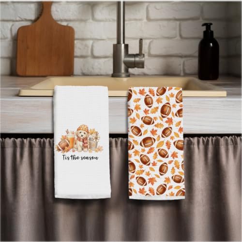 Football Cavapoo Kitchen Towels Fall Decor, 16x24inch Set of 2 - Image 3