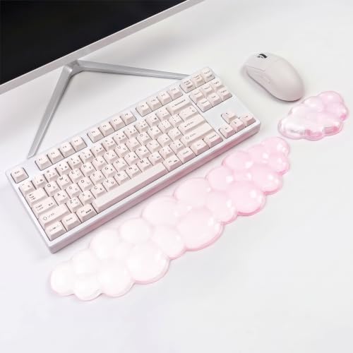 Gel Cloud Wrist Rest for Keyboard and Mouse Gradient Light Pink Clear Keyboard by WFCYGL