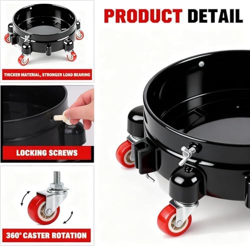 1 Pc 5 Gallon Bucket Dolly 11 Inch 1 Black Set - Image 5