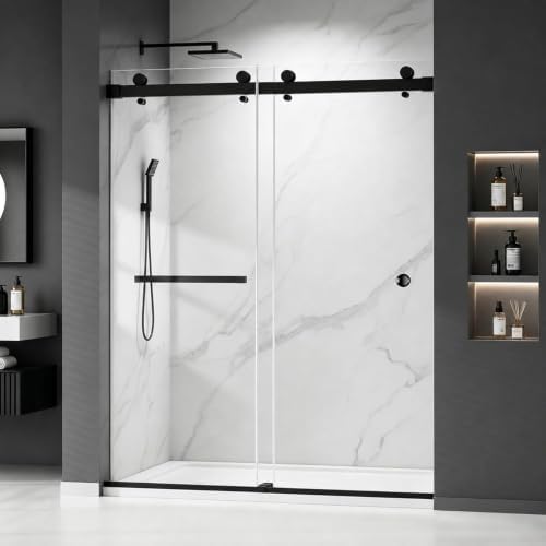 Mersviton Shower Door Frameless, Matte Black by MoSweetShowerDoor