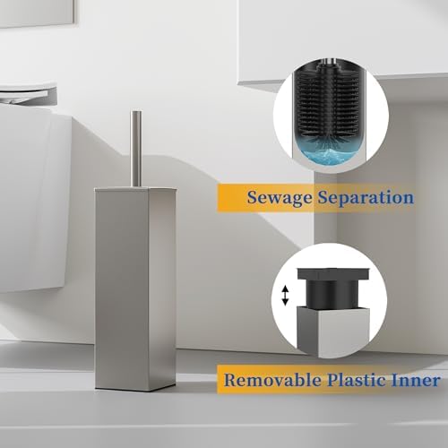 RUACQ Toilet Brush and Holder Set, Brushed Nickel - Image 5
