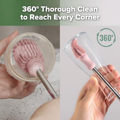 Haakaa Silicone Cleaning Brush Kit, Portable Bottle Brush Cleaner - Image 4