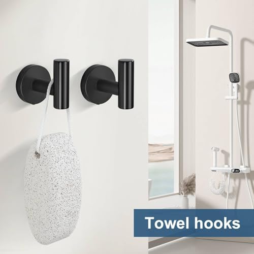 5 Pieces Matte Black Bathroom Hardware Accessories Set, Bathroom 23.6 Inch - Image 5