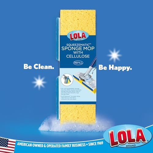 LOLA Cellulose SqueezeMatic Butterfly Sponge Mop Refill, 2 Pack, Floor Cleaning - Image 6