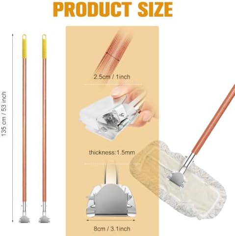 Sliner 6 Pcs Clip on Dust Mop Handle 51 Inch - Image 2