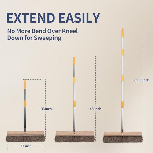 Heavy Duty 18" Push Broom with 65" Long Handle - Image 5