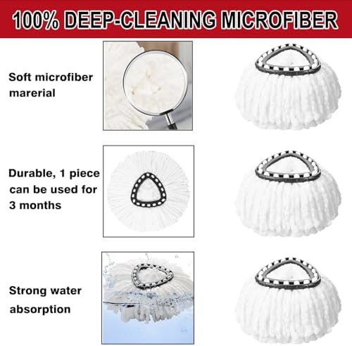 8 Pack Spin Mop Replacement Heads, 100% Microfiber Mop Head, Deep Cleaning - Image 4