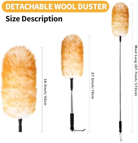 Extendable Cleaning Duster, 66.9Inch Telescoping Feather Dusters - Image 2