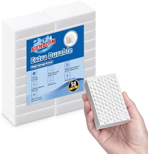 Waffle-Textured Magic Eraser Sponges, High-Density Melamine, 50 Pack by Unknown
