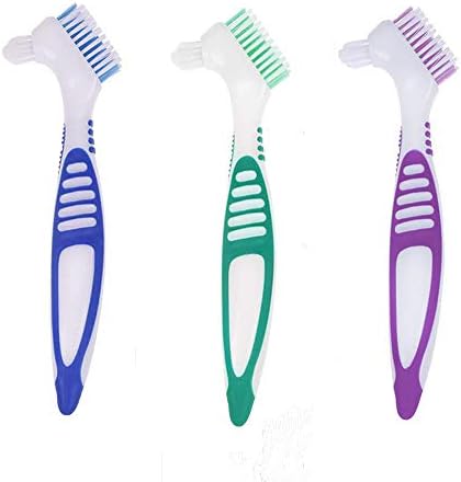 3 Pcs Denture Cleaning Brush Portable Cleaning Brush False Teeth Brushes by qiangXINGYai