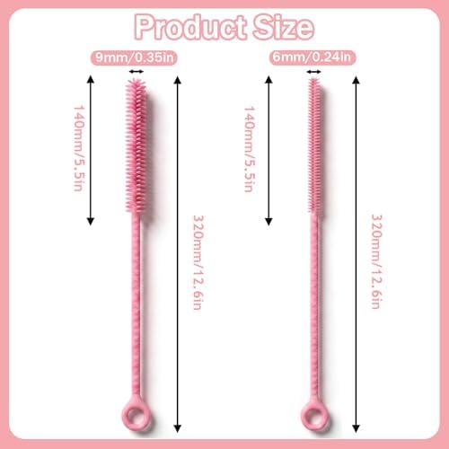 2Pcs Silicone Straw Cleaner Brush. Extra Long 12.6In Reusable Straw Brush - Image 2