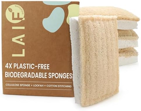 Natural Kitchen Sponges – Eco-Friendly, Compostable Dish Sponges – Loofah & by LAIF