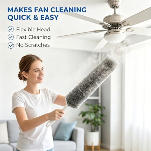 Bendable Microfiber Head, Reusable Dust Remover，Fan Cleaning Brush Washable and - Image 4