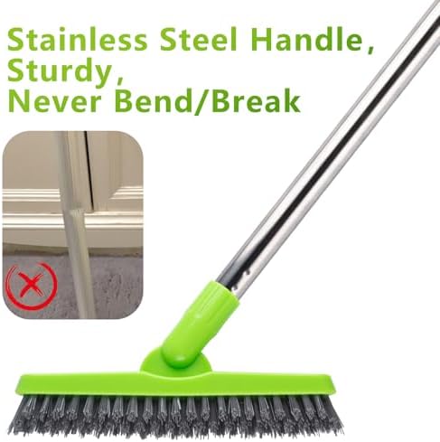 2 Pack Grout Brush with Long Handle, Swivel Cleaning Grout Line Scrubber - Image 7