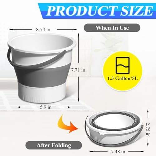Collapsible Bucket 1.3 Gallon/5L Small Capacity Foldable Cleaning Buckets - Image 2