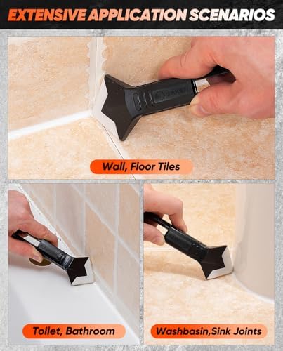 Saker Silicone Caulking Tool 3-in-1 Grout Removal Tool Classic Black - Image 5