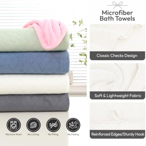 JML Bath Towels with Hanging Loop, 2 Pack, 27x55 in, Microfiber - Image 3