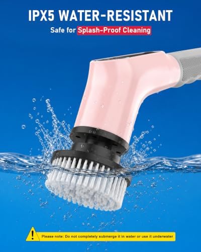 Dovety Electric Spin Scrubber, Extendable Handle, 8 Brush Heads-Pink - Image 6