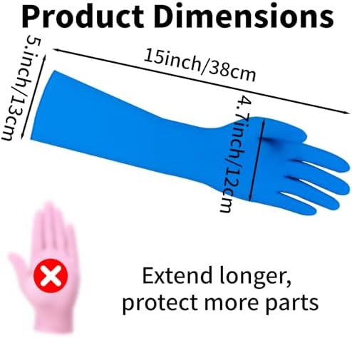 Long Sleeve 15inch Durable Nitrile Disposable Gloves Blue 30PCS - Image 4