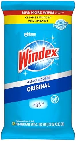 Windex Glass and Window Cleaner Wipes, Portable Cleaning by Windex