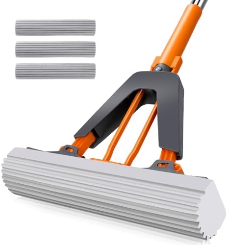 Masthome PVA Sponge Mop with 3 Replaceable Absorbent Heads by Masthome