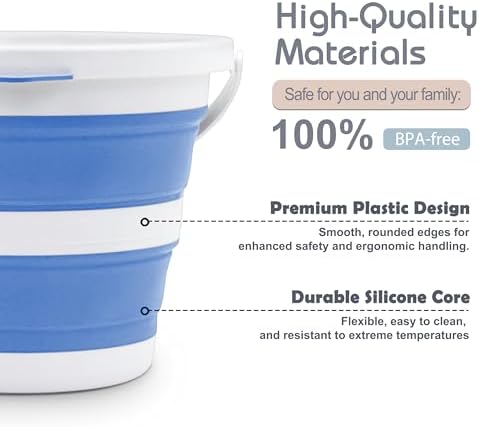 Small Collapsible Bucket 1.3 Gal/5L, Space-Efficient, Portable Foldable Water - Image 4