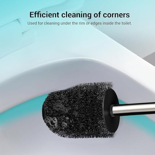Compact Size Toilet Brush & Holder, 2 Pack, Stainless Steel Handle, Space Saving - Image 4