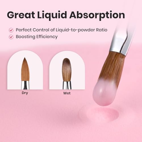 Beetles Acrylic Nail Brush Kolinsky Hair Bristles Round Shaped Metal - Image 3