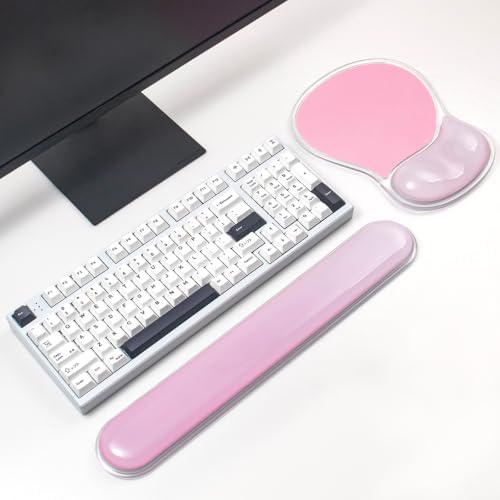 Gel Keyboard Wrist Rest and Pink Mouse Pad Set by Sumgsn