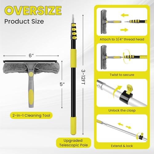Window Squeegee with Extension Pole, 20FT Reach Squeegee - Image 3