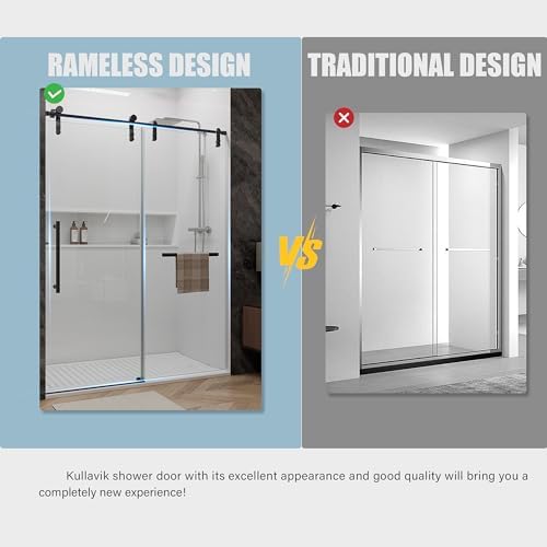 Kullavik 56-60" W x 76" H Frameless Sliding Shower Door - Image 5