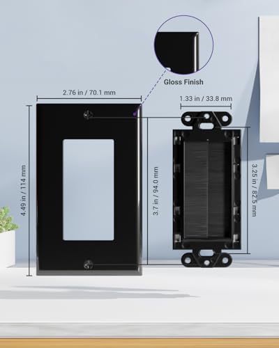VCE Brush Wall Plate, Low Voltage Mount, Cable Management Cover - Image 2