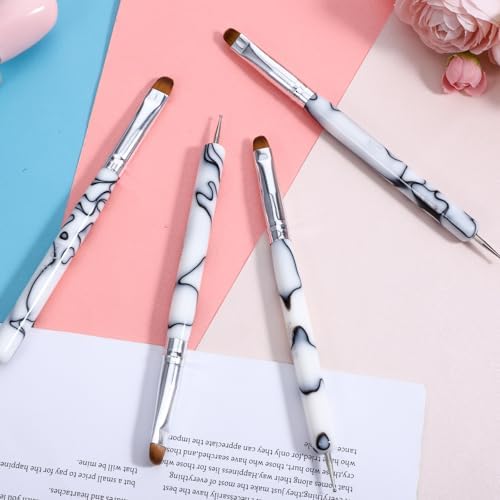 4pcs French Gel Nail Art Brush Acrylic Two Way Nail Art Brush - Image 5