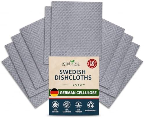 10 Pcs Grey Color Swedish Dishcloths by Solvra