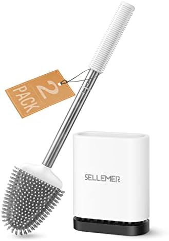 Sellemer Silicone Toilet Brush, Ventilation Slots Base Holder 2 Pack by Sellemer