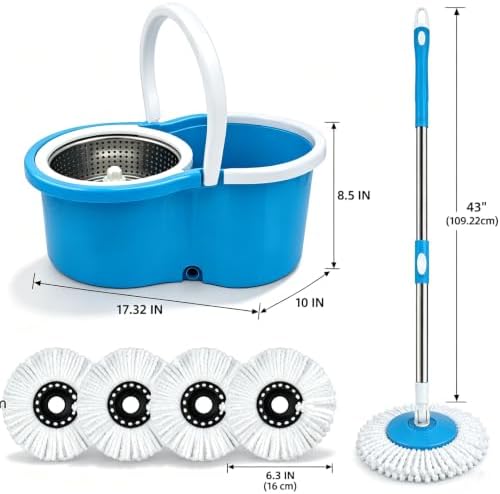 Spin Mop and Bucket with Wringer, 4 Refill Heads - Image 2