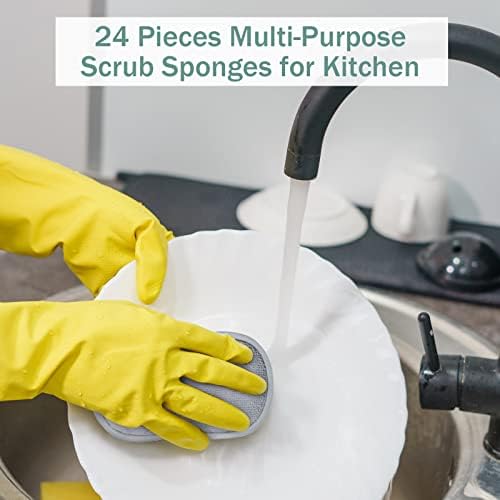 24 Pcs Reusable Scrub Sponges, Microfiber Washing Dish Scrubber - Image 6