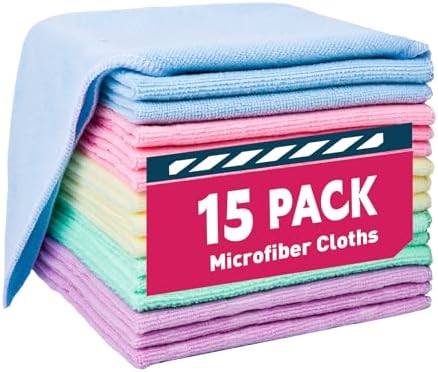 TEAWOO Microfiber Cleaning Cloths, 15 Pack, Cleaning Rags by TEAWOO