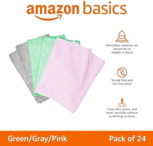 Amazon Basics Microfiber Cleaning Cloths, Ultra-Soft and Highly Absorbent - Image 2