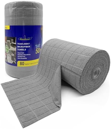 Greenfound Microfiber Cleaning Cloth Roll, 80 Pack Tear Away Towels, Reusable by Greenfound