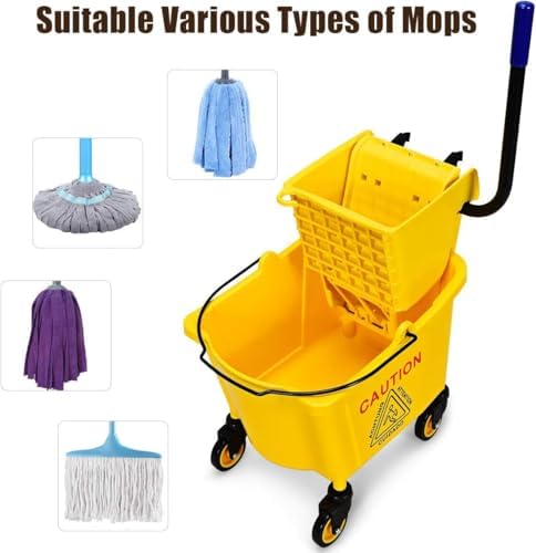 Mop Bucket, Commercial Bucket for Mopping on Wheels - Image 6